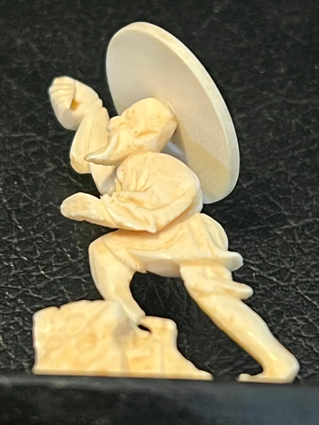 Vintage Carved Ivory Fisherman Figurine with wooden stand image indicator(5)