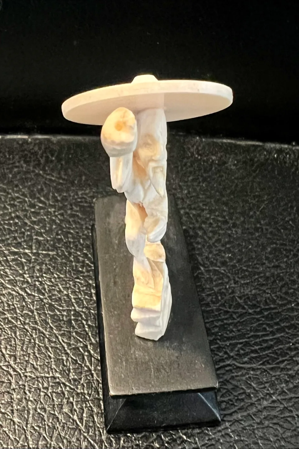 Vintage Carved Ivory Fisherman Figurine with wooden stand image indicator(4)