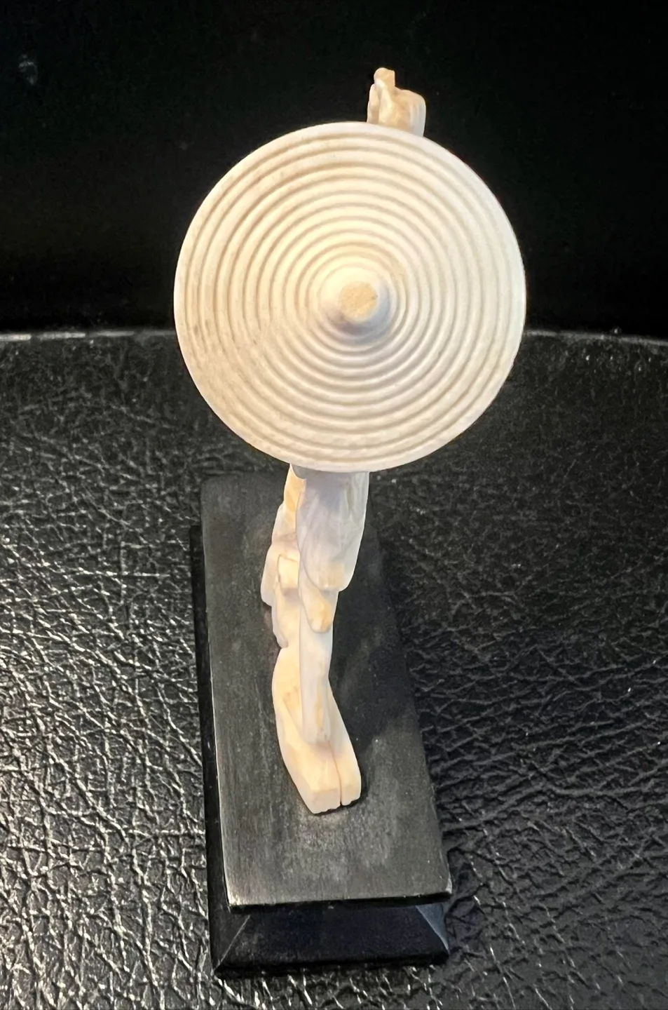 Vintage Carved Ivory Fisherman Figurine with wooden stand image indicator(3)