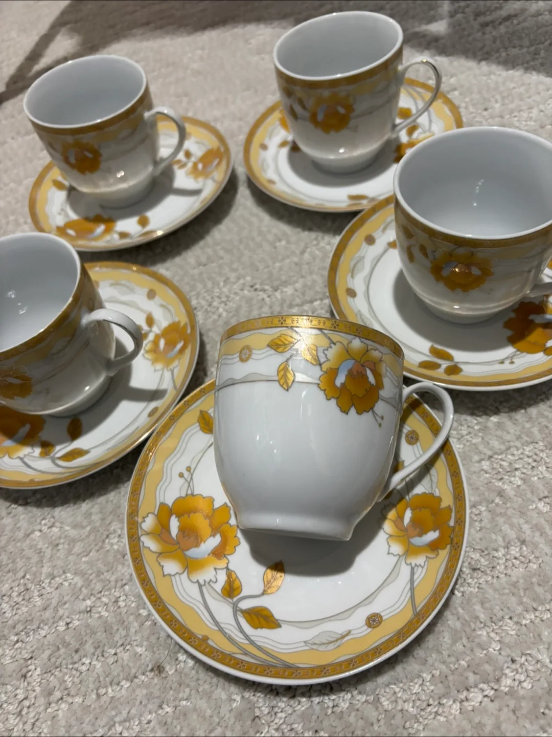 Floral Tea Cups & Saucers Set (5) thumbnail