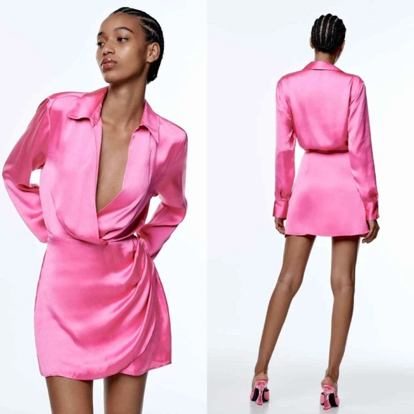 Zara Satin Effect Mini Dress XS thumbnail