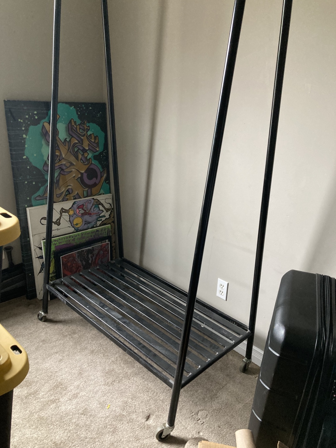 Black Metal Rolling Clothes Rack