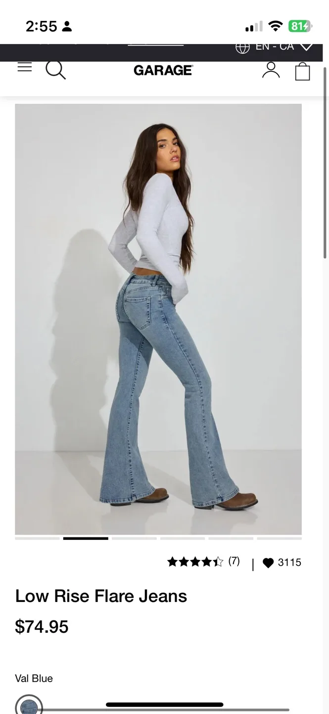 Garage Low Rise Flare Jeans - Val Blue size 27 thumbnail