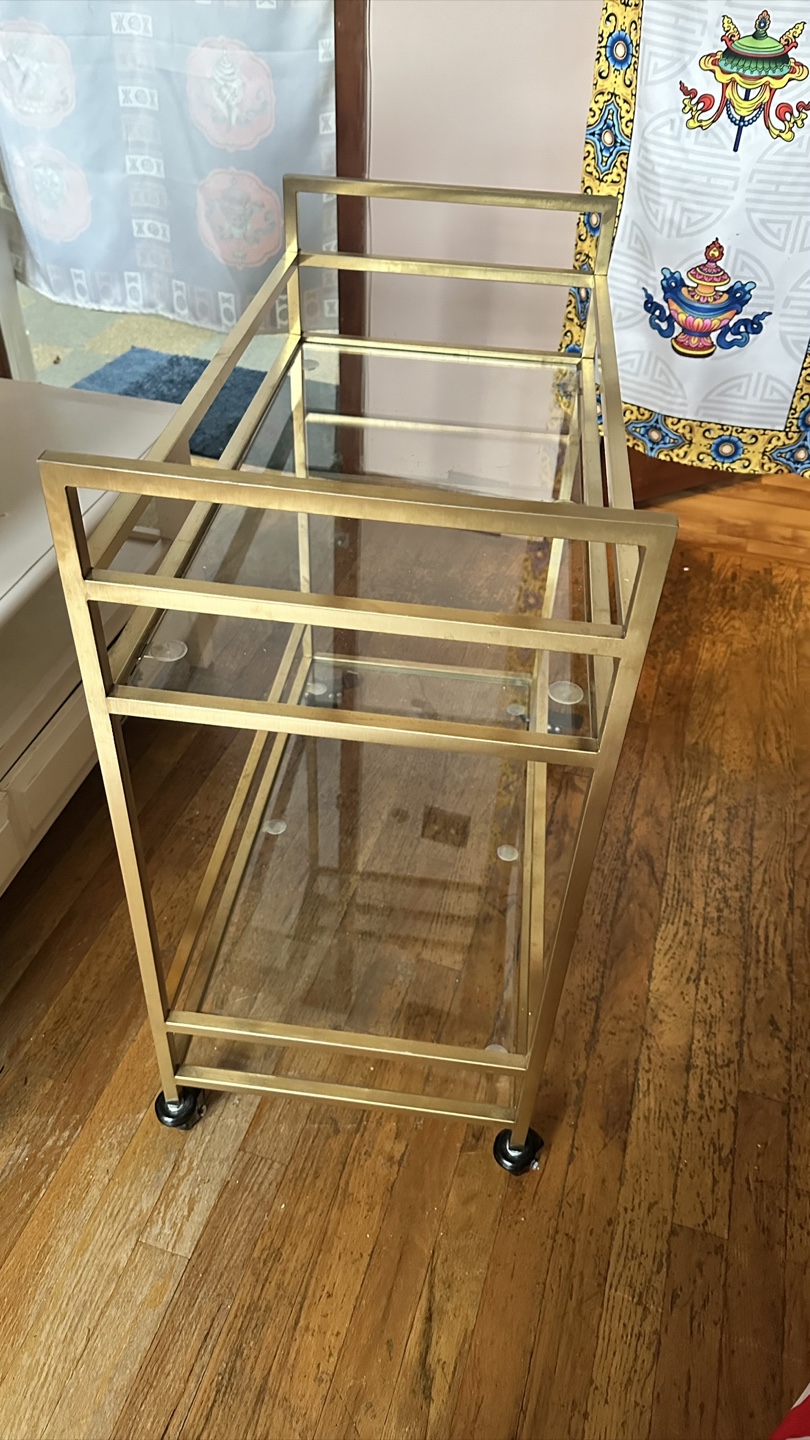 Gold Metal & Glass Bar Cart - photo 2