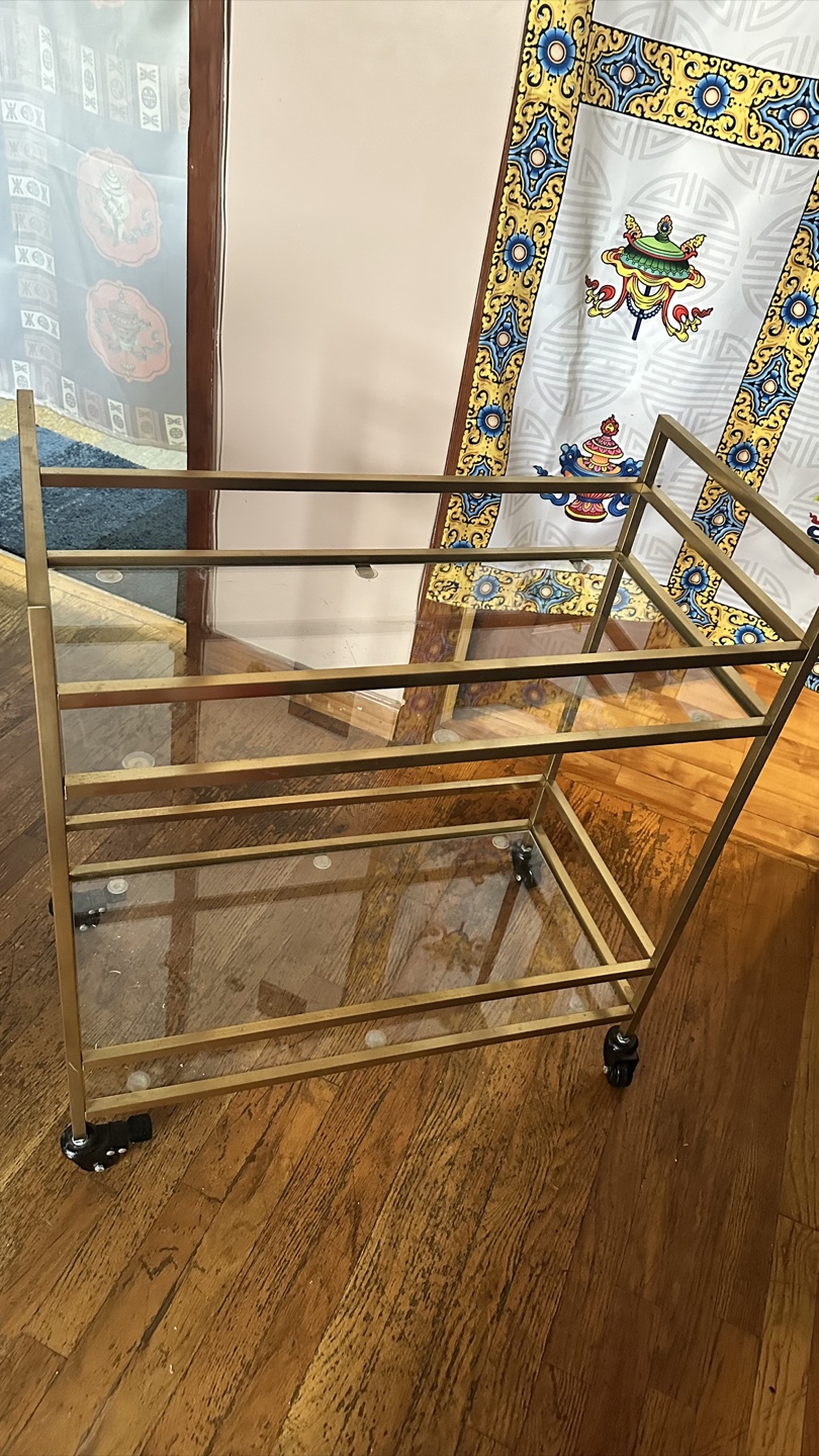 Gold Metal & Glass Bar Cart