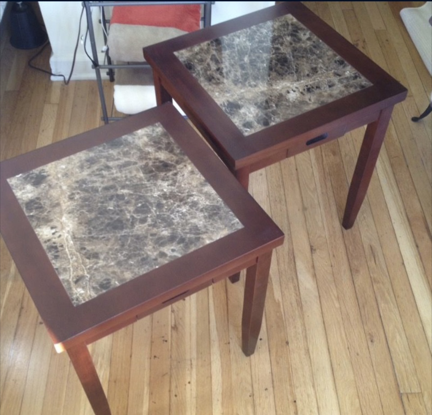 Brown End Table with Marble Top - photo 2