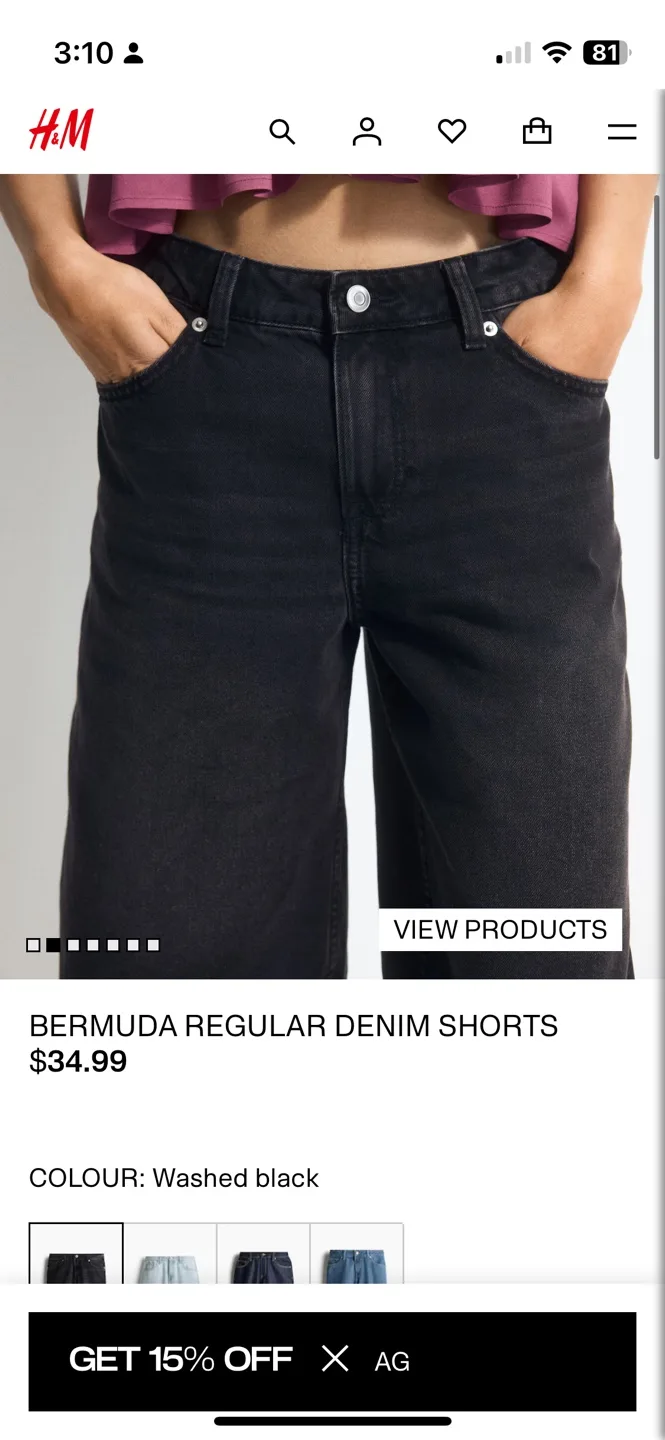 H&M Denim Shorts - Washed Black size 6 thumbnail
