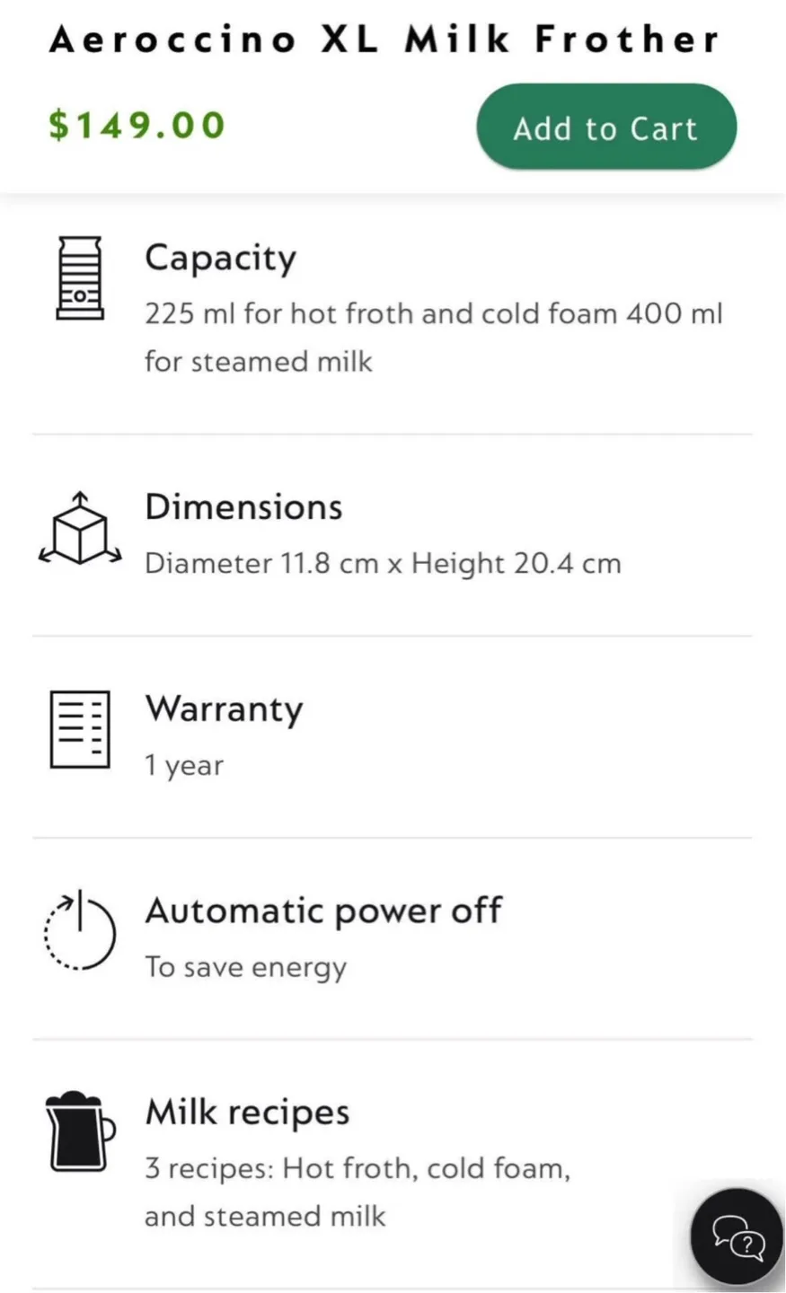 Nespresso Aeroccino XL Milk Frother image indicator(7)