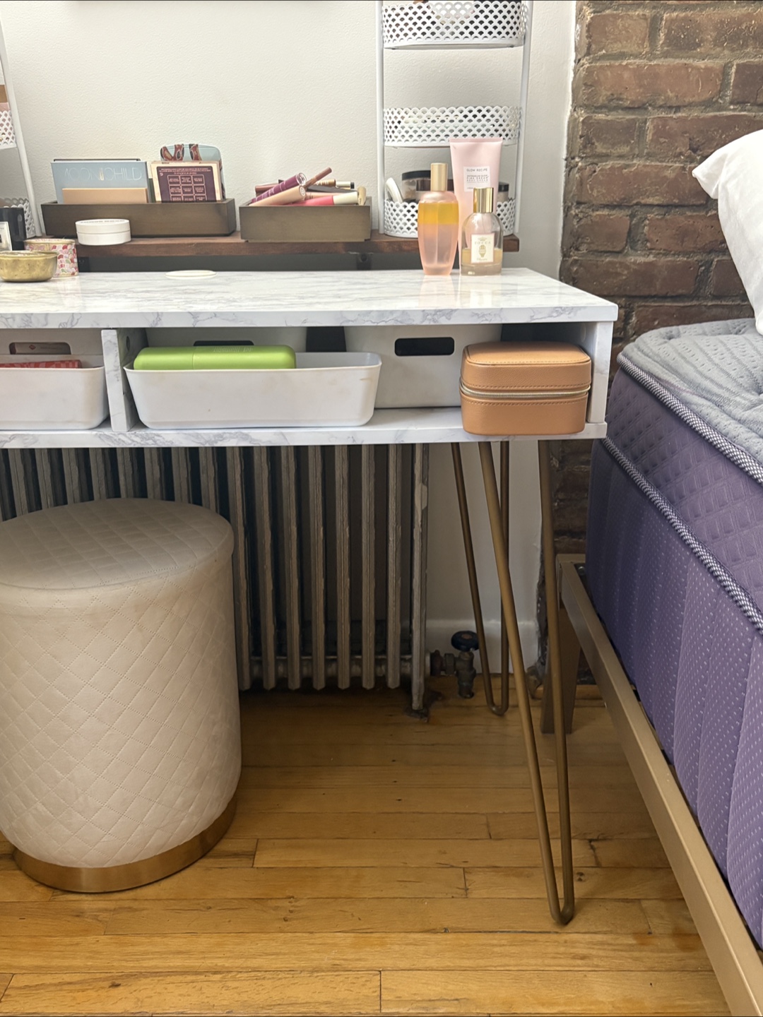 Marble Top Vanity Desk with Gold Legs - photo 4