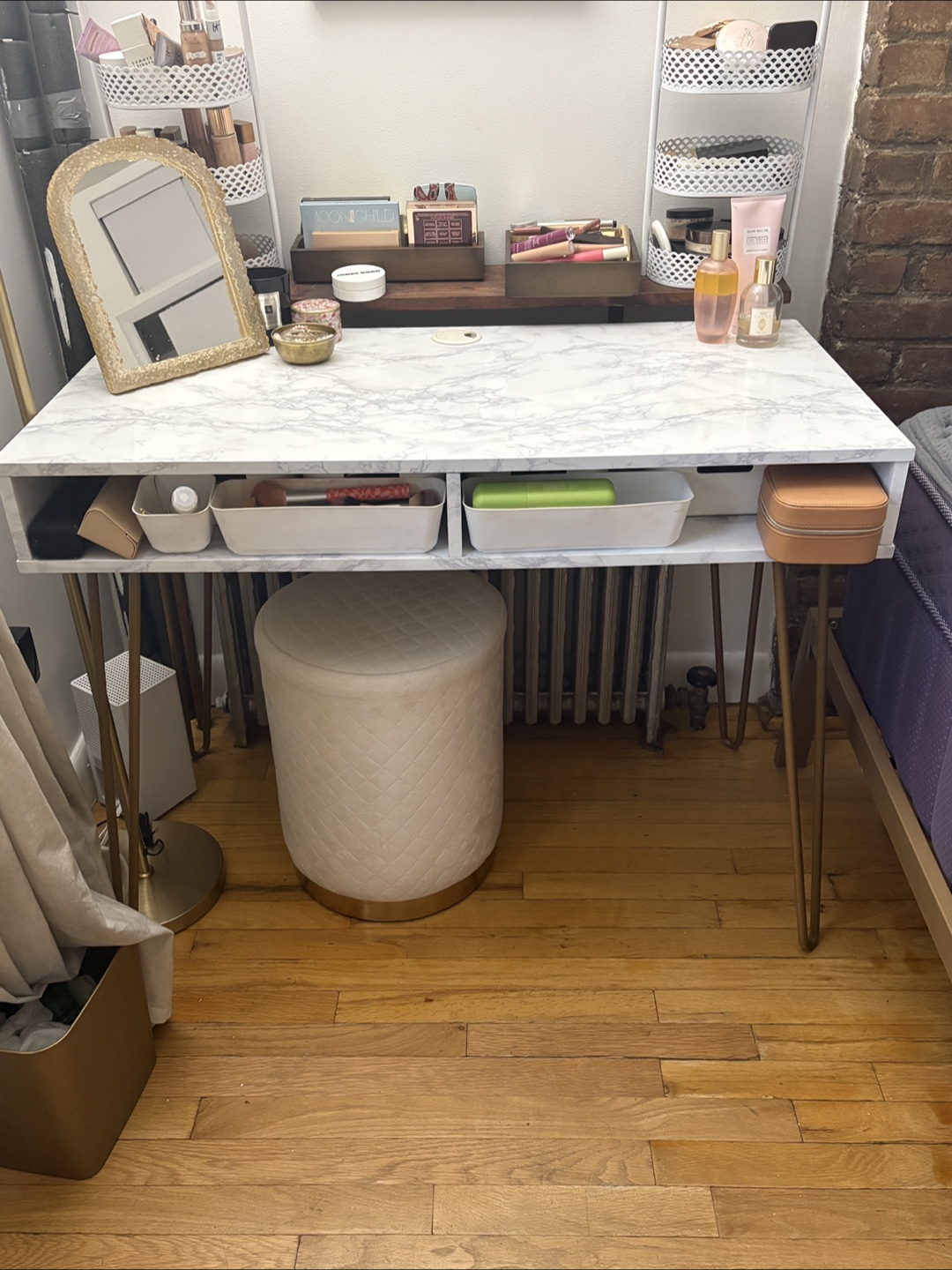 Marble Top Vanity Desk with Gold Legs - photo 5