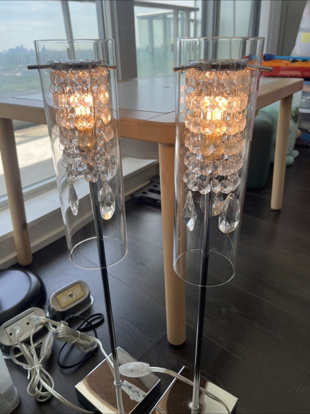 Pair of Crystal Beaded Table Lamps - photo 2
