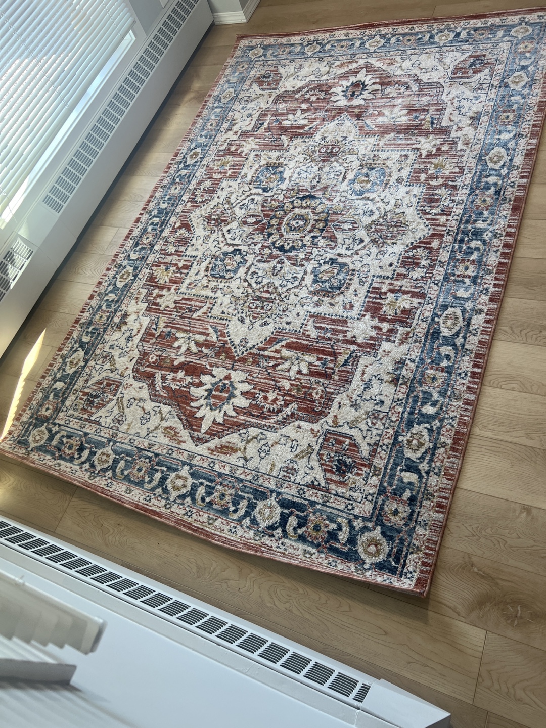 Area Rug - Red, Blue, and Cream