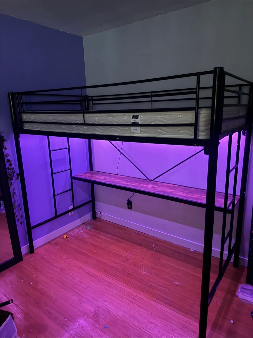 Black Metal Loft Bed with Desk thumbnail