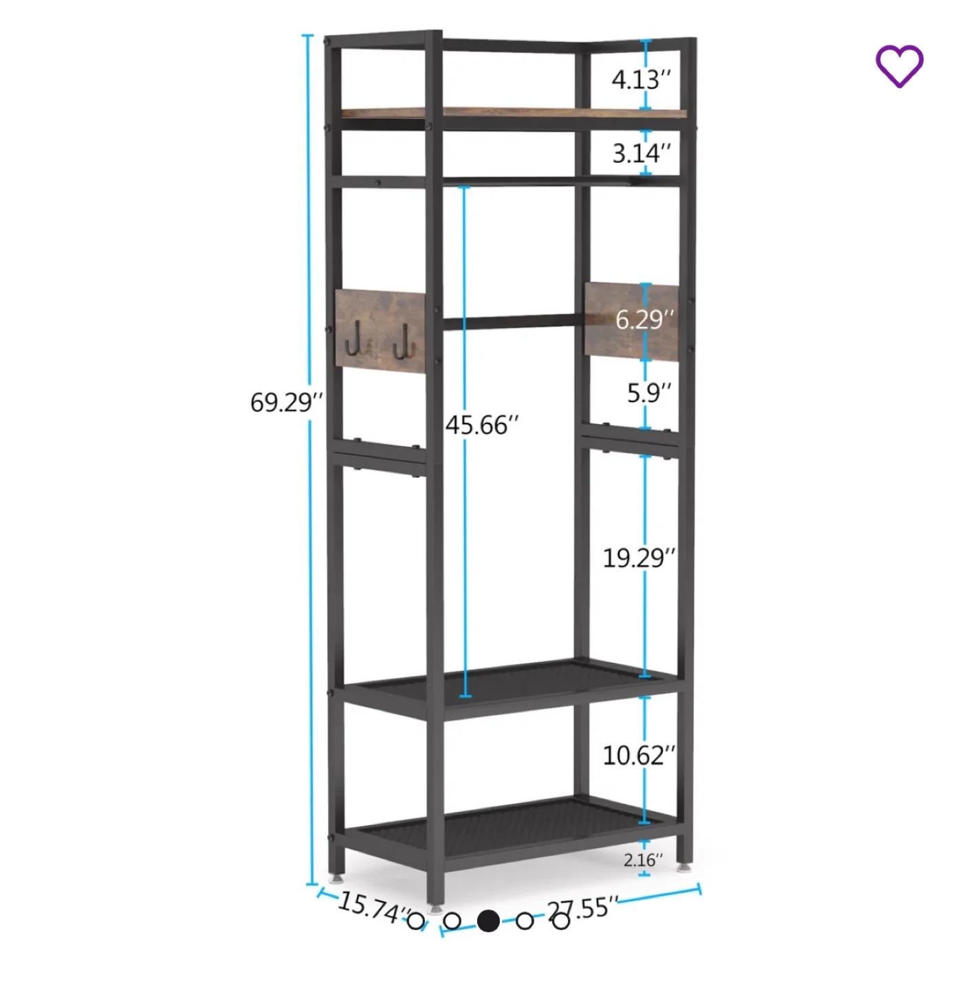 Freestanding Wardrobe with Shelves & Hooks image indicator(3)