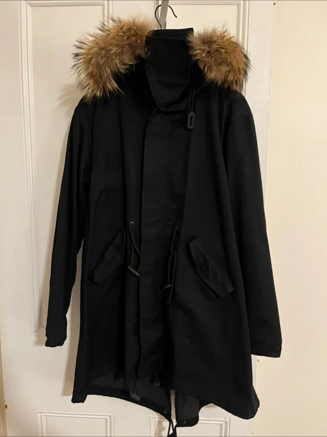 United Bamboo Oversized Fishtail Parka Fur Hood Women’s S/M thumbnail