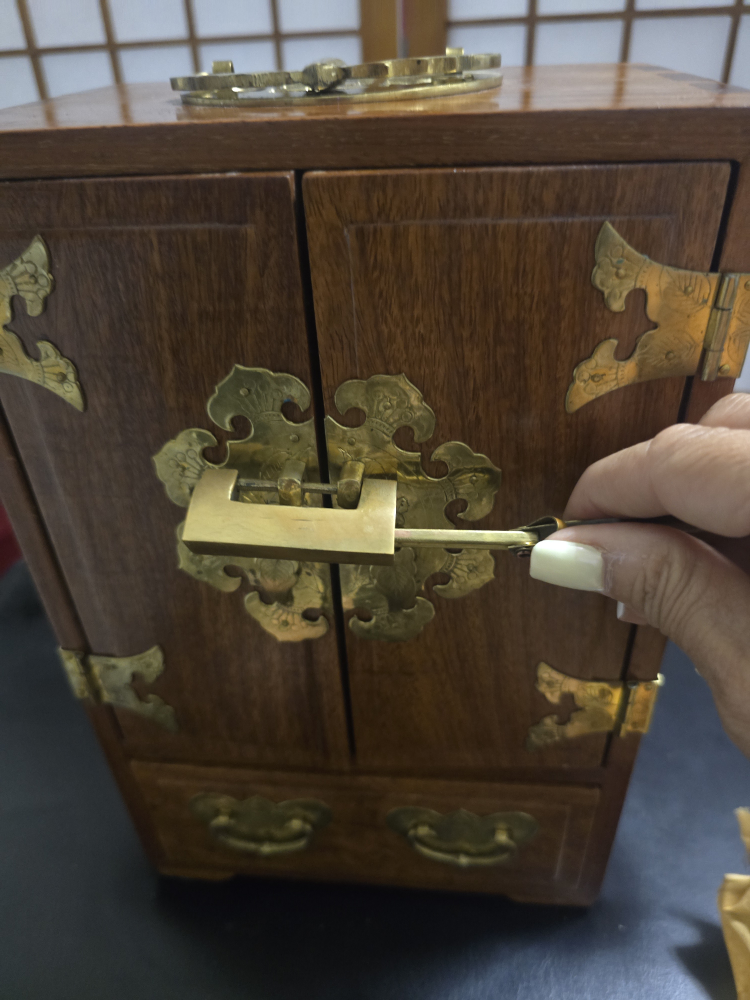 Vintage Wooden Korean Jewelry Box Cabinet - photo 5