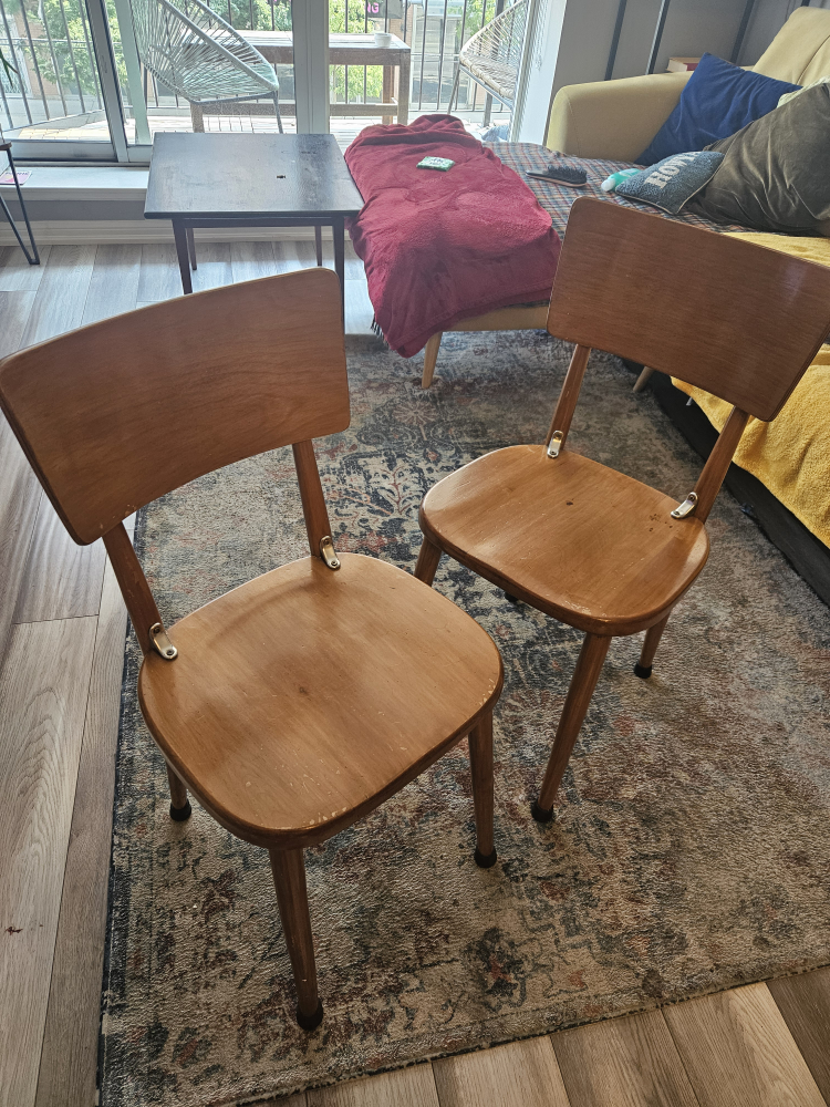 Set of 2 Vintage Wooden Chairs