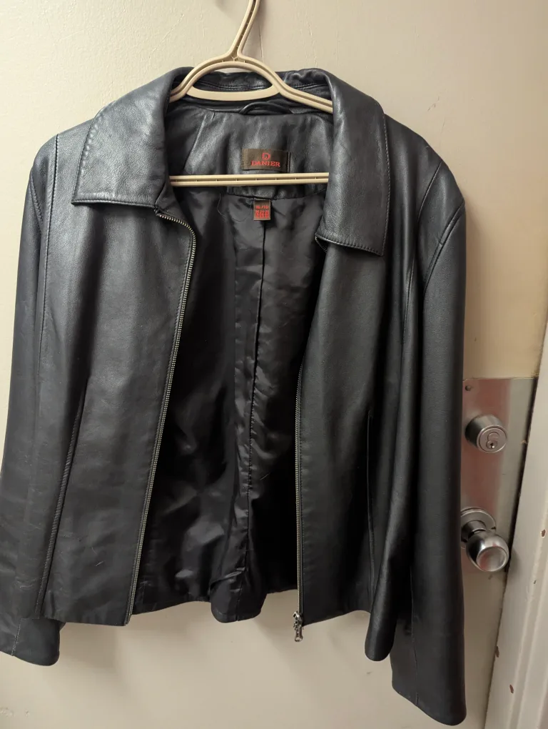 Danier Black Leather Jacket - Size XL thumbnail