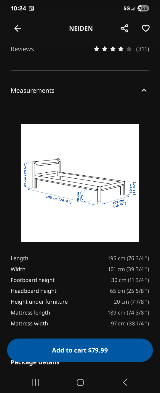 IKEA Neiden Bed Frame - Single Size - photo 2