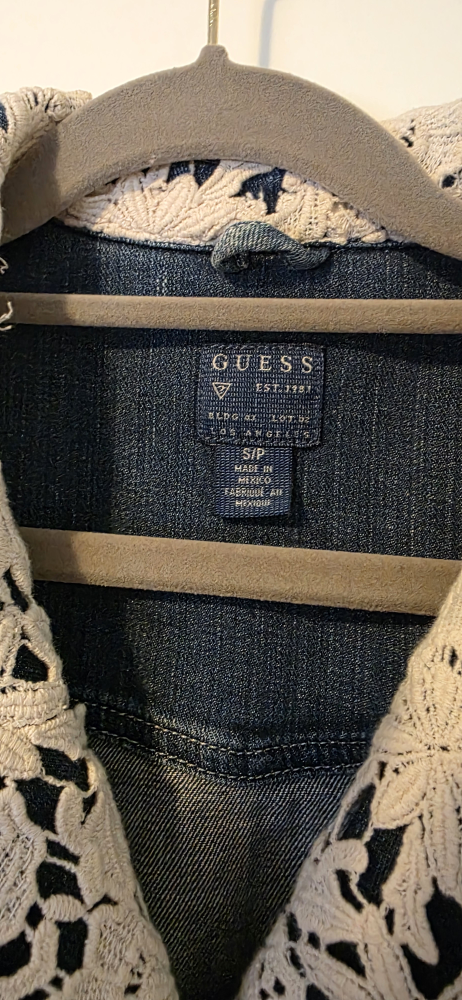 Guess Denim Jacket with Crochet Trim, Size S - photo 2