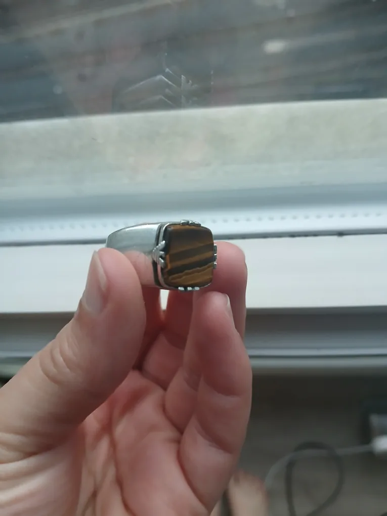 EMPORIO ARMANI silver and brown men's ring thumbnail