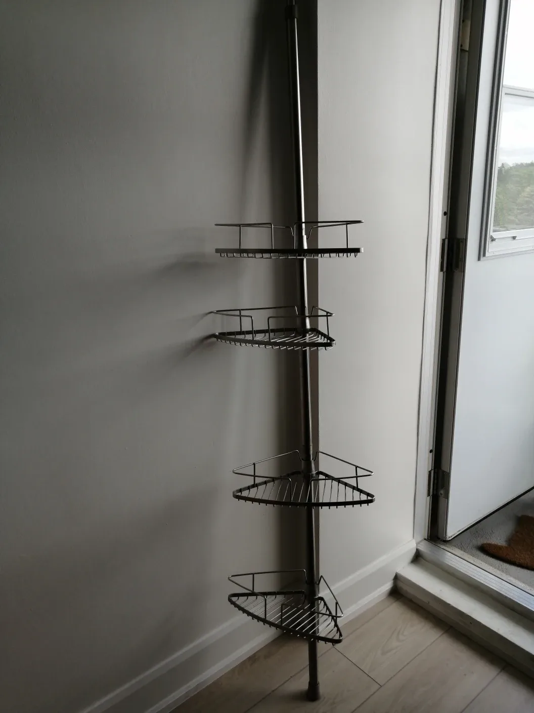 Stainless steel adjustable corner shower caddy image indicator(2)