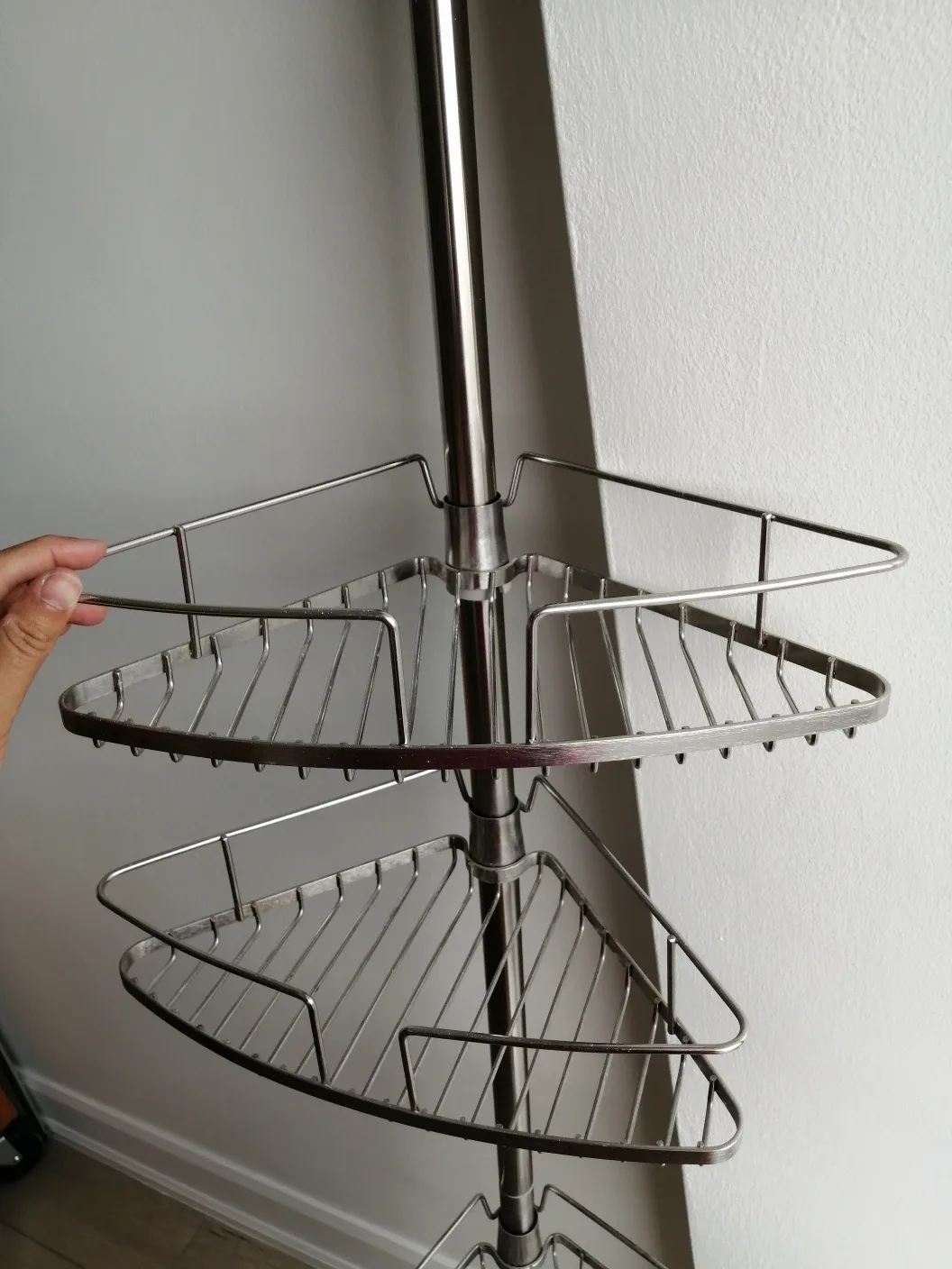 Stainless steel adjustable corner shower caddy image indicator(3)