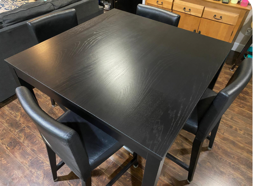 Black Square Dining Table with 4 Chairs