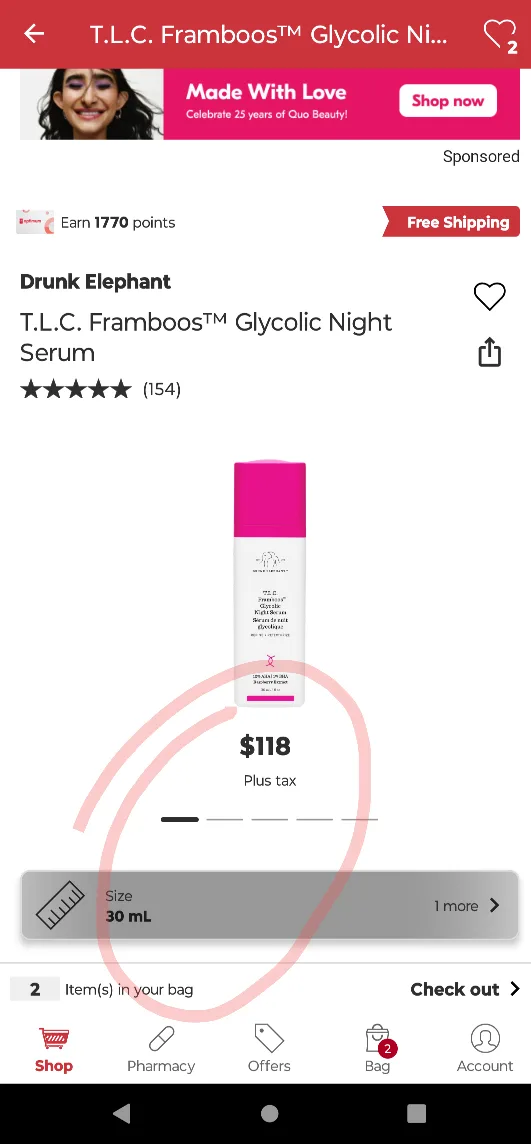 Drunk Elephant T.L.C. Framboos Glycolic Night Serum 15ml image indicator(2)