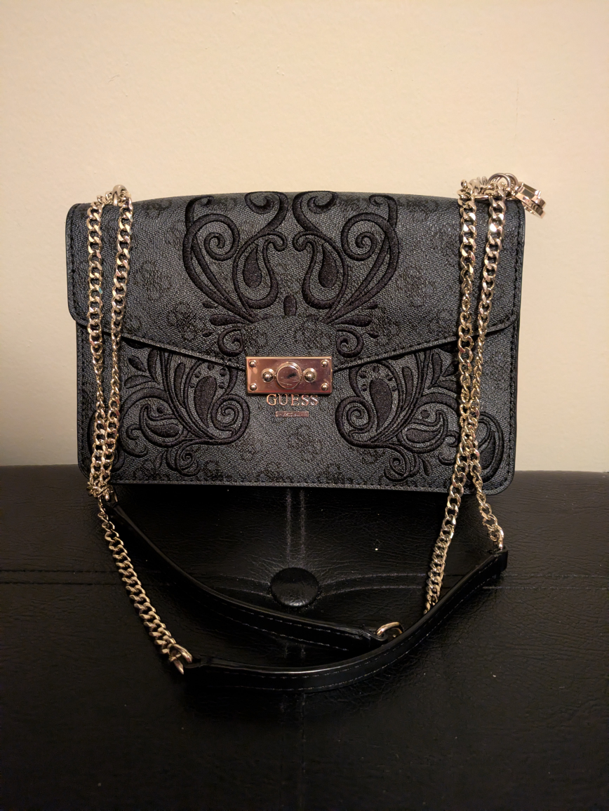 Guess Black Floral embroidered bag