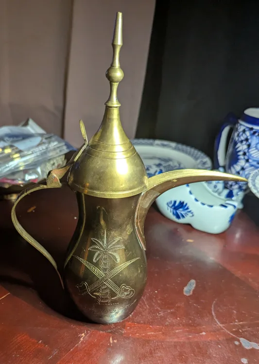 Vintage Brass Dallah Coffee Pot - Saudi Arabia thumbnail