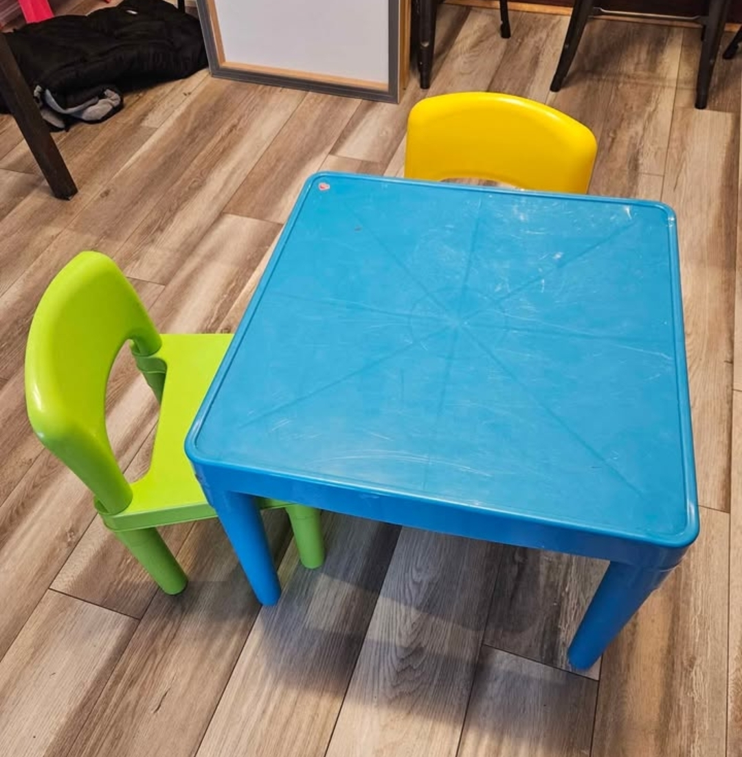 Kids Table and Chairs Set - Blue, Green, Yellow