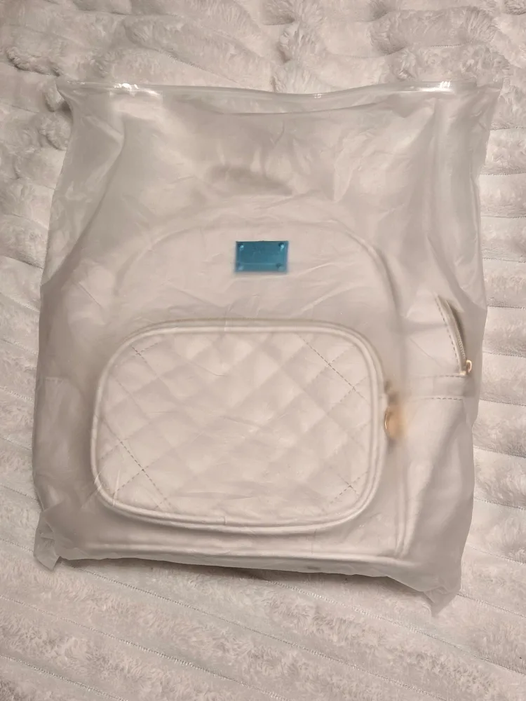 White Quilted Backpack thumbnail