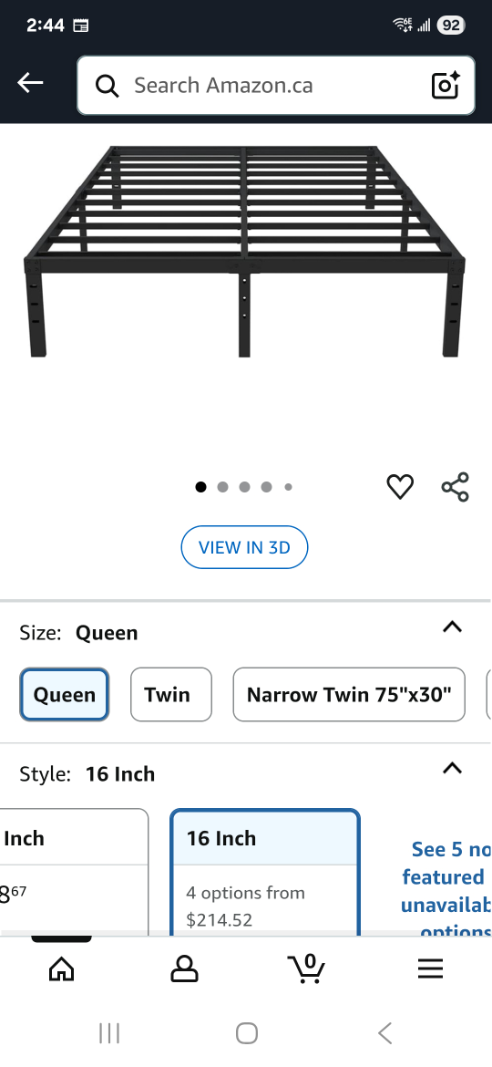 Queen Size Metal Bed Frame - Black - photo 3