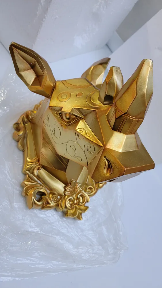 3D Gold Rhino Head Wall Art – Resin Animal Sculpture | Geometric thumbnail