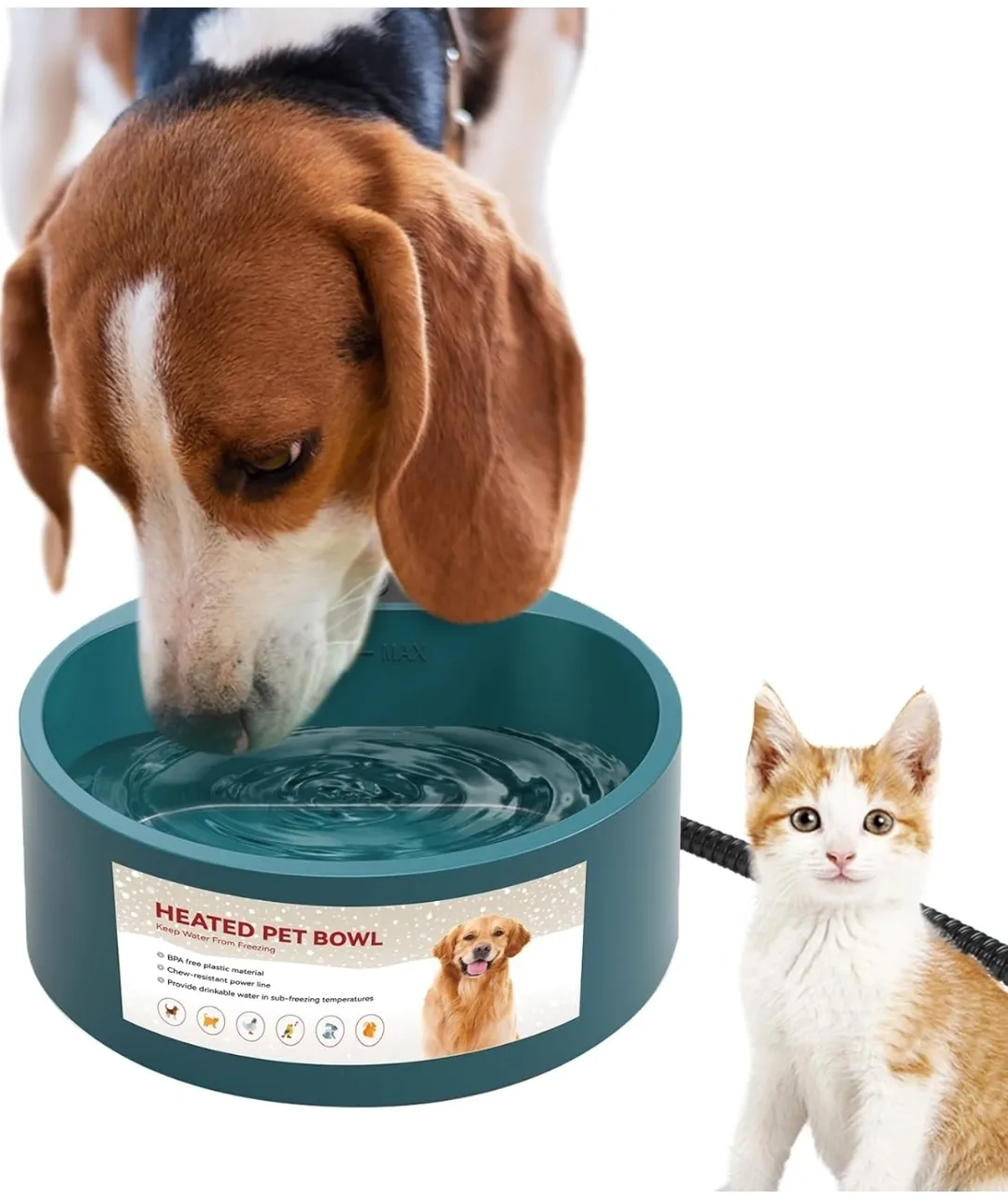 Heated Pet Water Bowl 2.2L | Winter Outdoor Cat Dog Fountain thumbnail