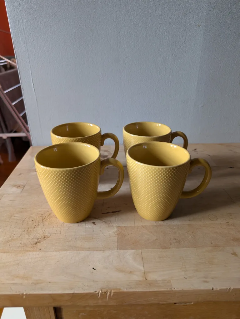 West Elm Yellow Dotted Mugs - Set of 4 thumbnail