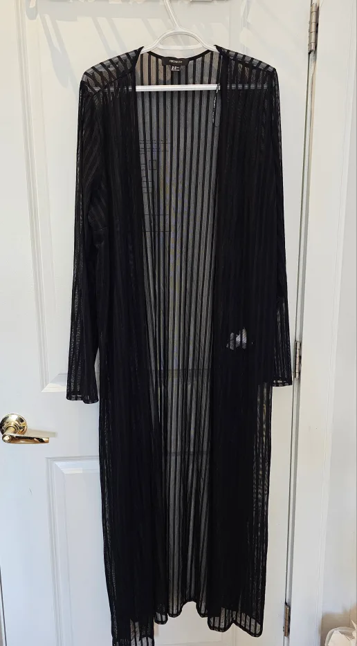 long Black sheer duster for beachwear thumbnail