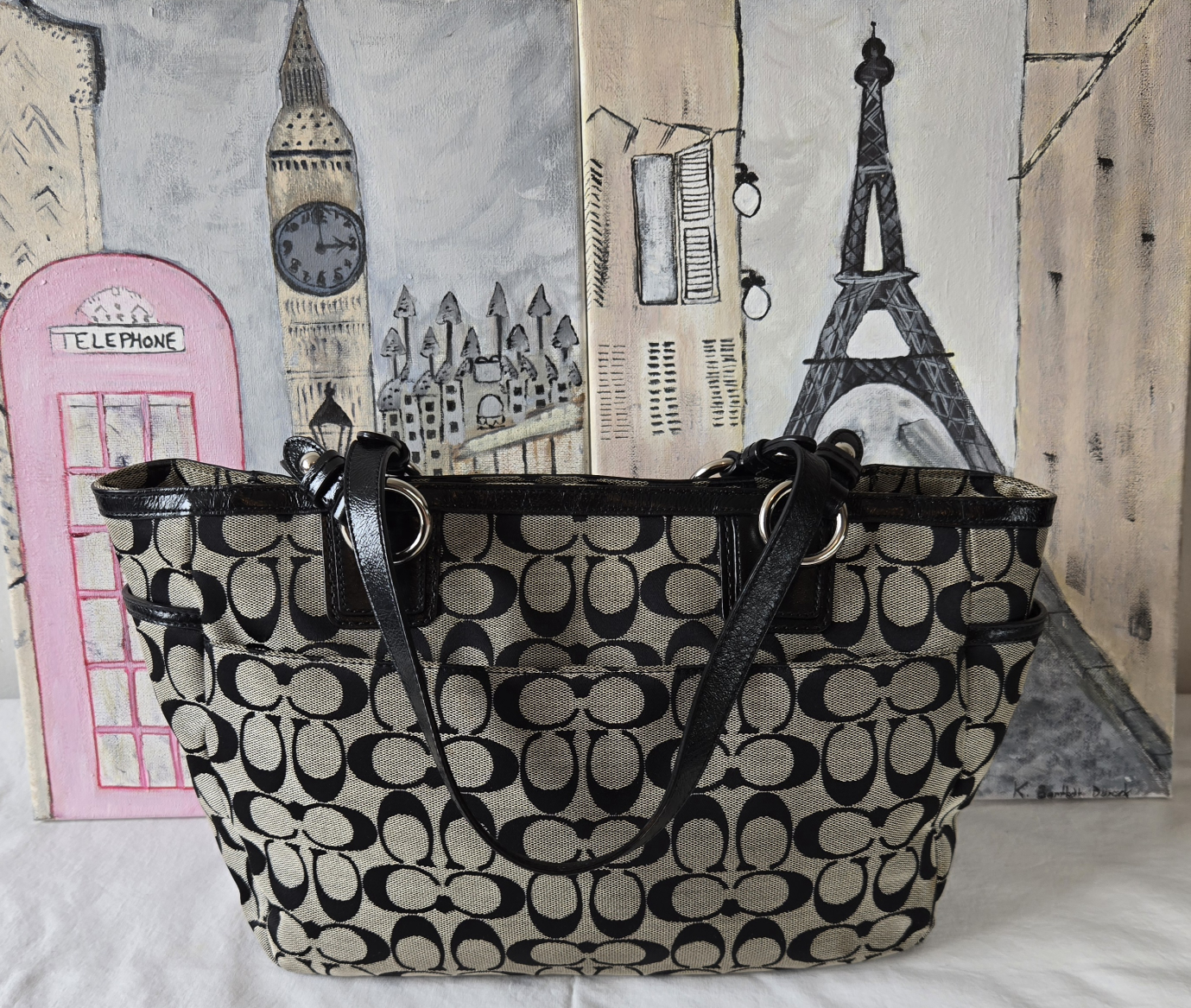 Fashion Authentic COACH Black & Grey Signature Tote - photo 2