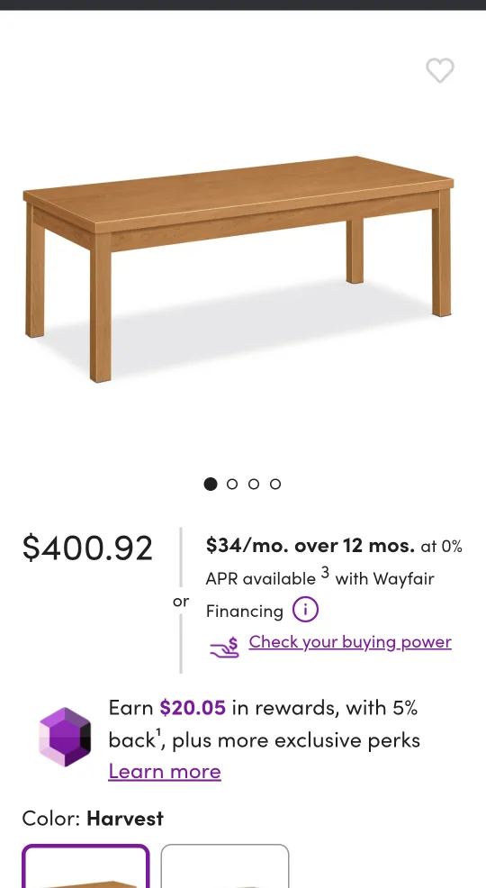 HON 4 Legs Coffee Table - Harvest Color 🥕 thumbnail