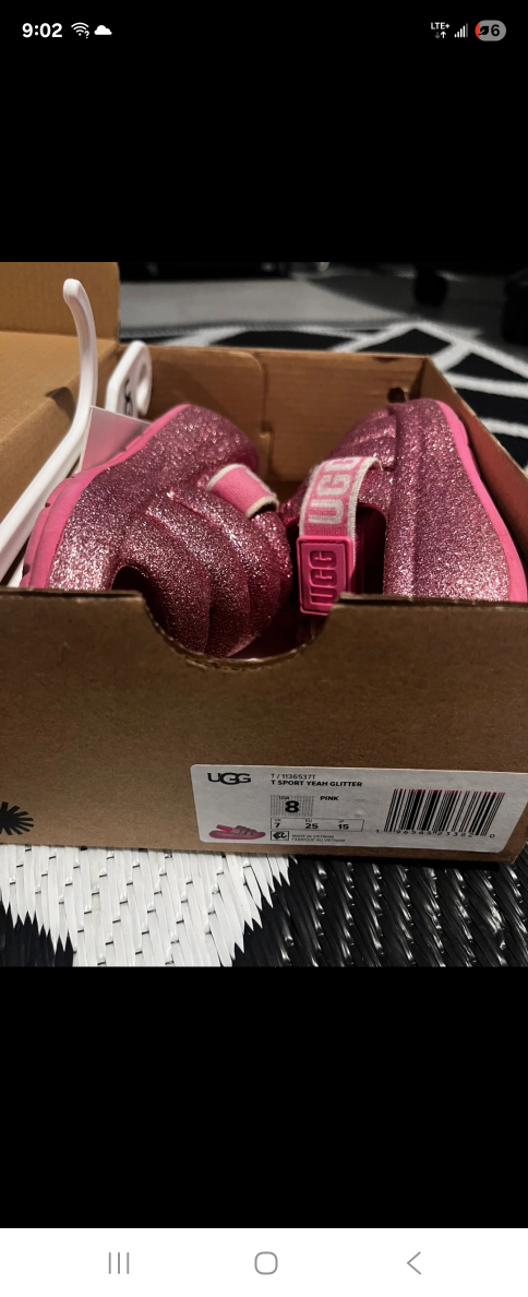UGG Tazzan Glitter Pink Sandals - Size 8