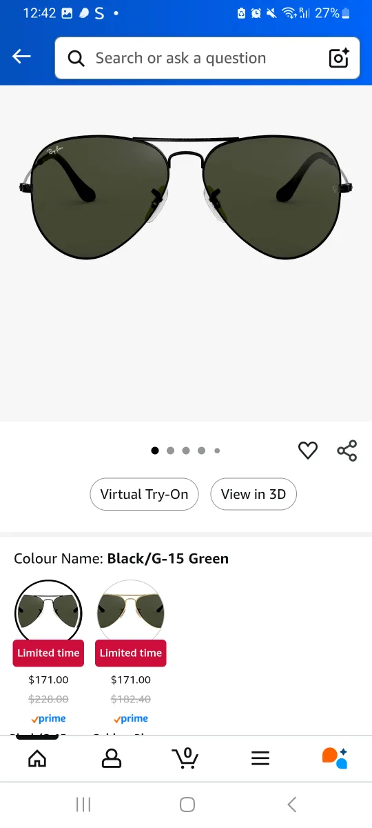Ray ban- Black/Green image indicator(2)