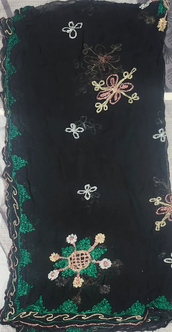 Black Embroidered Shawl  🇨🇦 thumbnail