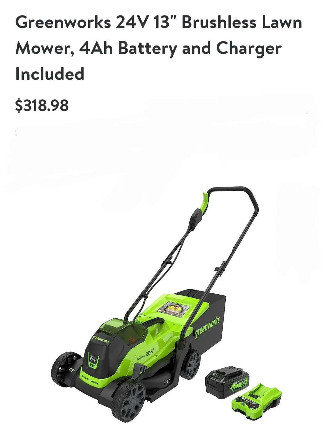 Greenworks 24V 13" Brushless Lawn Mower thumbnail