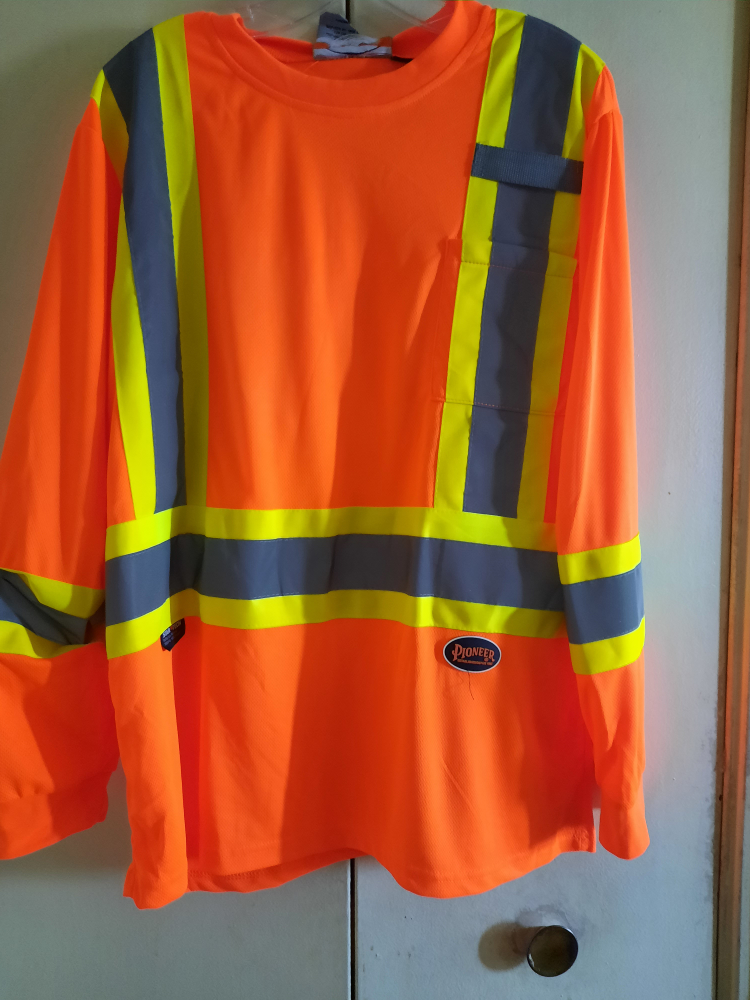 Pioneer Hi-Viz Long Sleeve Safety Shirt - Orange - photo 2