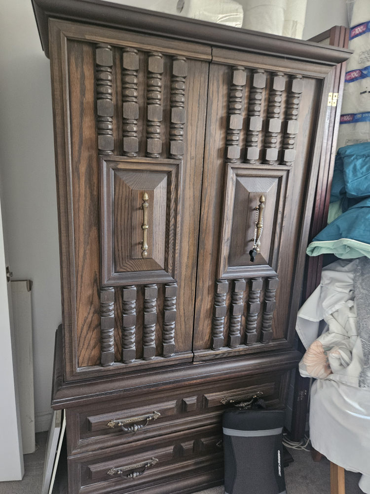 Vintage Dark Wood Armoire