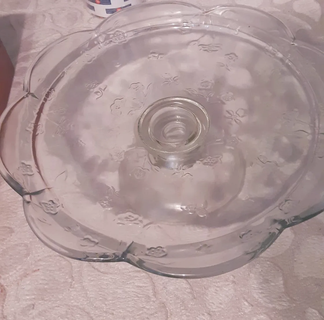 Glass Cake Stand with Floral Design thumbnail