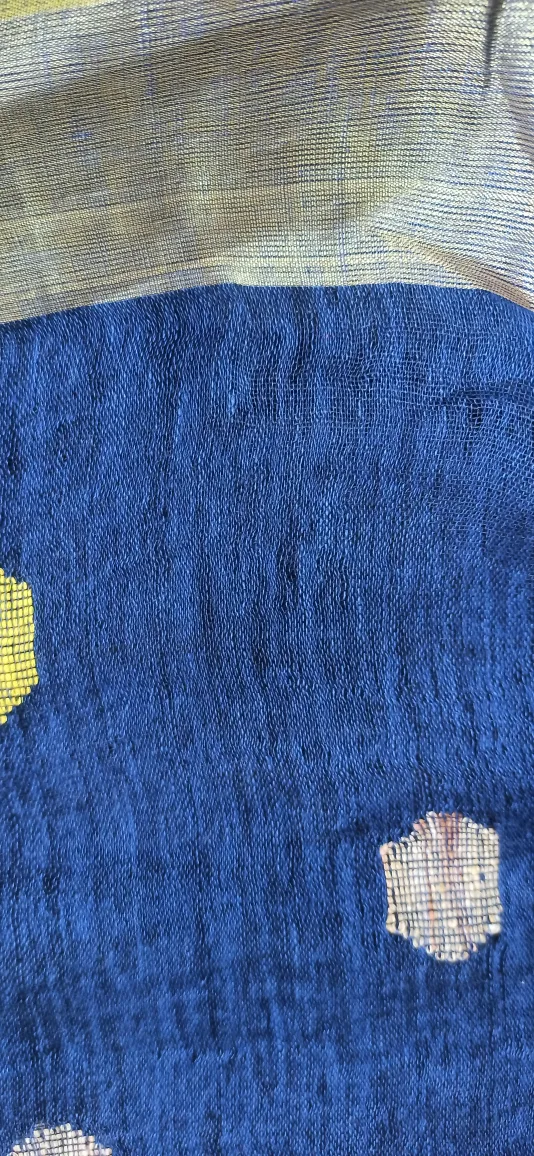 Yellow & Blue Cotton Saree.New 🍁 image indicator(5)