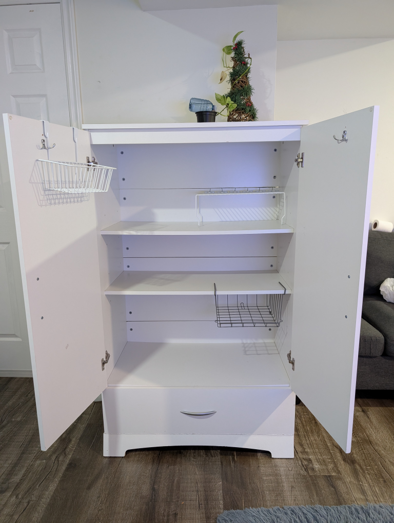 White Wardrobe Cabinet with Shelves - photo 3