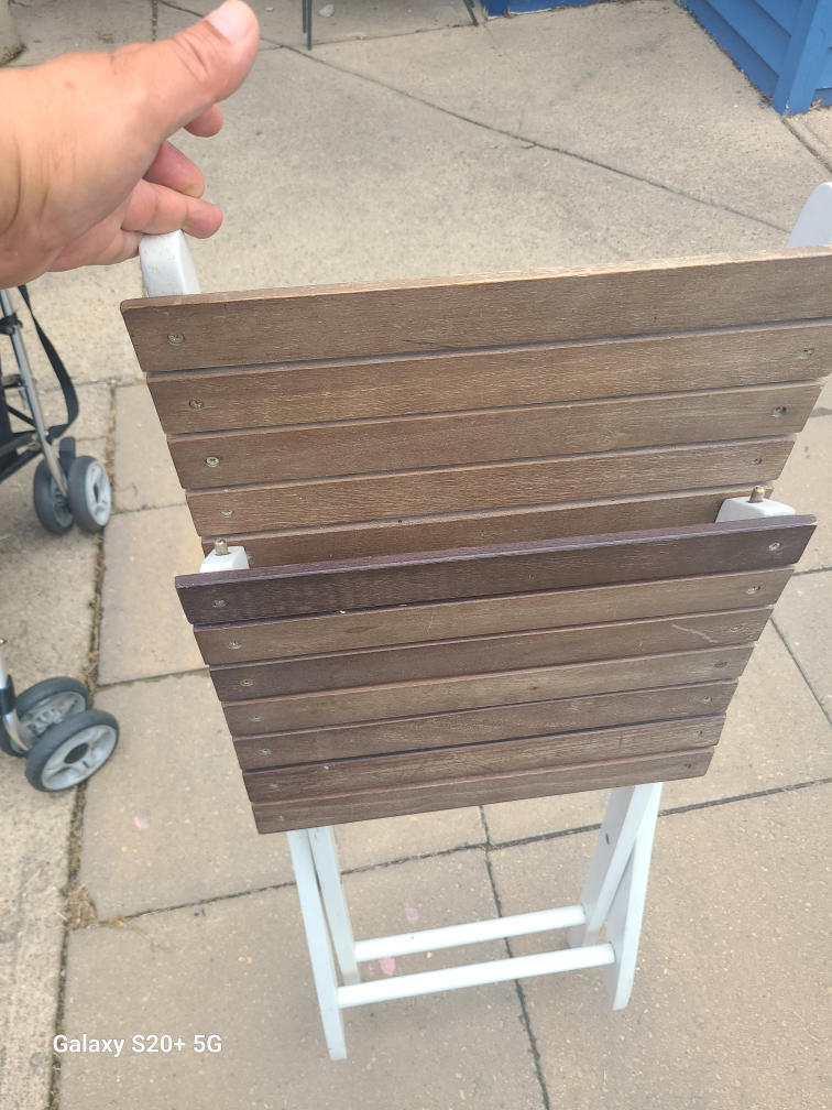 Folding Wooden Chair - Brown & White - photo 5